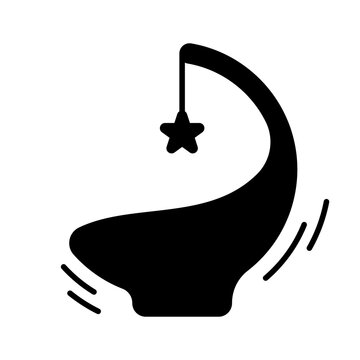 recommend clip art: Silhouette Baby bouncer with vibration. Outline icon of small crib rocker. Black simple illustration for electronic cot with toy for newborn and infant. Flat isolated vector image on white background