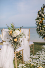 Wedding setup detail on the beach