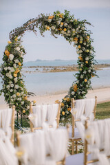 Wedding setup detail on the beach