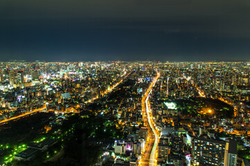 あべのハルカスから見た大阪の夜景。大阪市阿倍野区