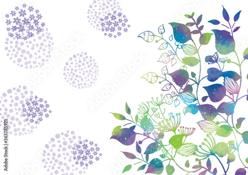 北欧風の水彩風背景素材 植物 花 ガーリー Abstract Wall Mural Abstra Okaka08