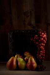 still life with pears and grape