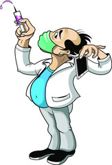 a doctor will inject a vaccine to his cellphone