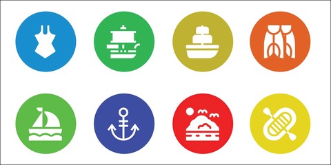 Modern Simple Set of boat Vector filled Icons
