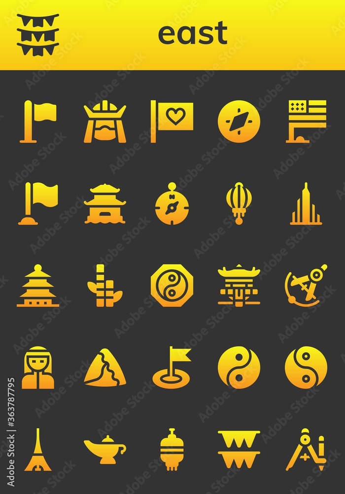 Poster east icon set