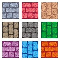 seamless patterns set, vector brick background textures collection for creating game