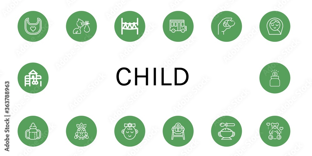 Poster Set of child icons