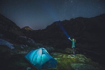 Sunset  in High Tatras mountains national park. Mountain  in Slovakia. Image contains noise due to...