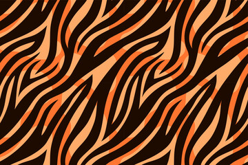 Trendy orange tiger pattern background. Hand drawn fashionable wild animal skin texture for fashion print design, cover, banner, wallpaper. Vector illustration