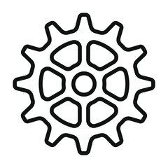 Cogwheel icon. Sprocket wheel logo. Settings button sign. Mechanic gears symbol. Black silhouette isolated on white background. Vector illustration image.