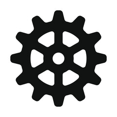 Cogwheel icon. Sprocket wheel logo. Settings button sign. Mechanic gears symbol. Black silhouette isolated on white background. Vector illustration image.