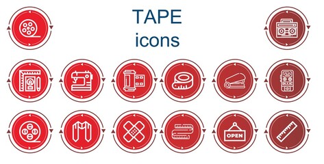 Editable 14 tape icons for web and mobile