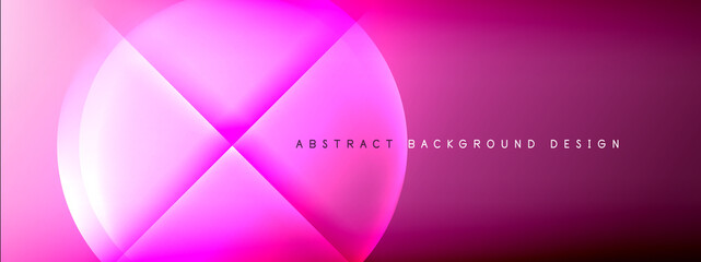 Vector abstract background - circle and cross on fluid gradient with shadows and light effects. Techno or business shiny design templates for text