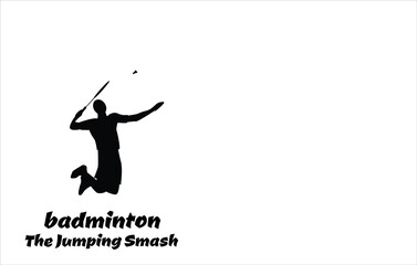 Badminton player Jumping and banging badminton.   The Jumping Smash. player 