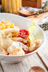 Gourmet caesar salad with chicken iceberg lettuce