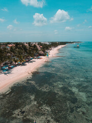 Aerial photograph of the beach of Cozumel in Mexico