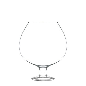 recommend clip art: Cognac glass isolated on white. Hand drawn illustration. Pencil sketch of empty glassware for alcohol drink. Design element for bar and restaurant menu, recipes, flyers.