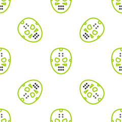 Plakat Line Hockey mask icon isolated seamless pattern on white background. Vector Illustration.