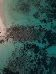 Aerial photograph of the beach of Cozumel in Mexico