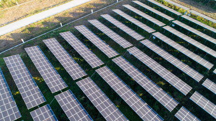 Fototapeta premium Close-up of modern large photovoltaic solar panels.