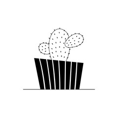 Vector indoor plants. Potted flower. Stylized home plants. Home decor and interior. Succulents, monstera, cacti. Illustration isolated on white background.