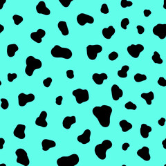 Spotted skin leather texture seamless pattern. Exotic animal markings background. Mint green colored vector wallpaper.	