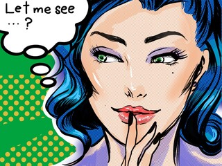 Speech bubble and Polka dot  background  and American comics's beautiful woman