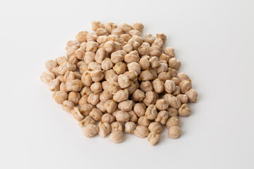 Chickpeas, a bunch of chickpeas on a white background.