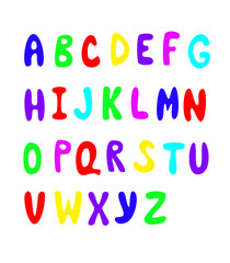 Large color bright letters of the English alphabet. Latin capital letters. Vector drawing.