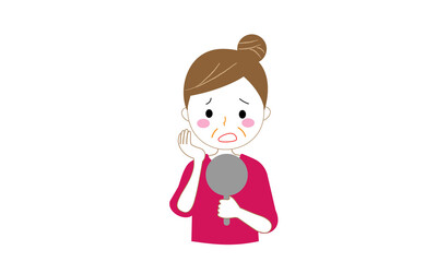 口元の法令線に悩む女性