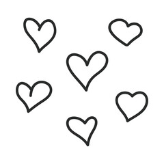 Set of hand-drawn heart sign icons