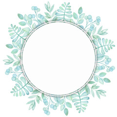 Colorful floral round frame with branches and leaves. Perfect for wedding,frame,quotes,pattern,greeting card,logo,invitations,lettering etc