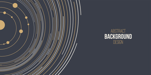 Abstract background, poster, banner. Composition of smooth rounded lines and dots. Abstract solar system. Trendy design. Vector color illustration in flat style. © Andrey