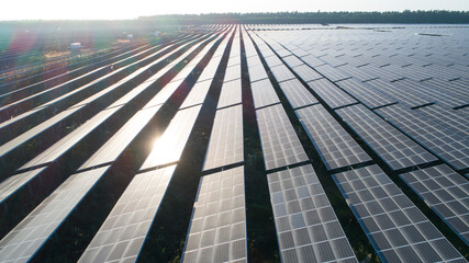 Close-up of modern large photovoltaic solar panels.