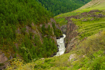 The Mazhoy cascade on the Chuya River - the venue for rafting competitions
