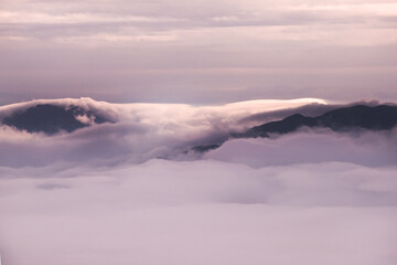 Wonderful and curious sea of clouds and beautiful Huangshan mountain landscape in China.