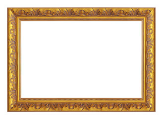 Golden vintage rectangle frame on a white background