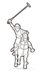 Polo Horse players action sport cartoon graphic vector.
