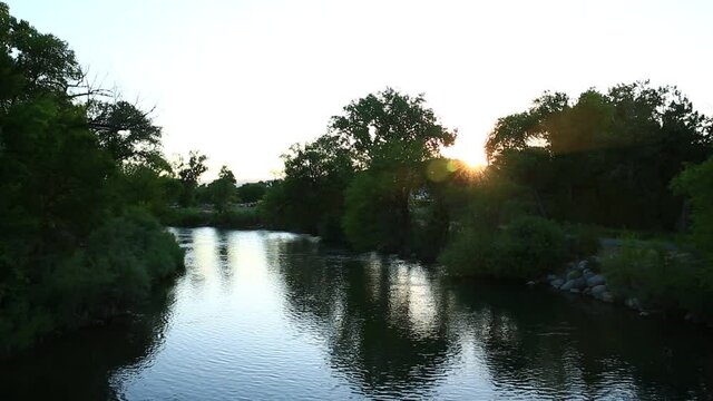  Truckee river in Sparks NV at sunset in summer