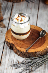 Puff layer dessert jar cream toasted marshmallows