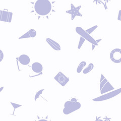 Vacation - Vector background (seamless pattern) of silhouettes travel, holiday day for graphic design