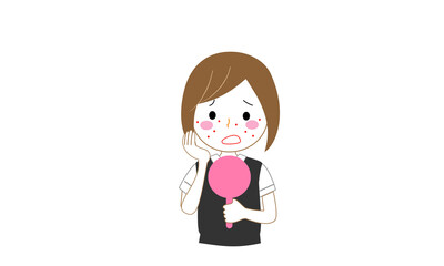 ニキビに悩む女子中学生または女子高生