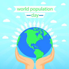 Illustration, Poster, vector, Or banner Of World Population day.