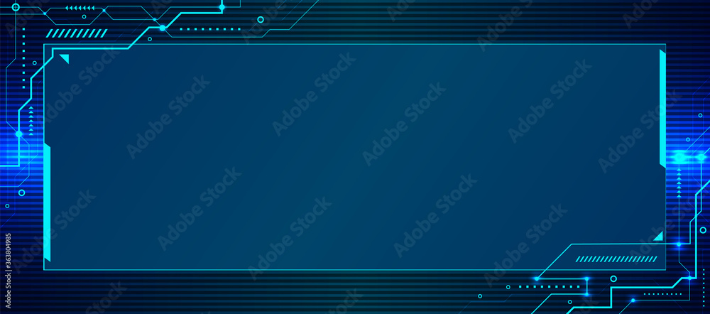 Wall mural banner web template design abstract blue technology geometric and connection system electronic circu