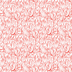 Coral seaweed in the ocean or tree branches seamless pattern.