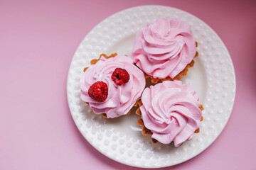 ice cream with pink frosting
