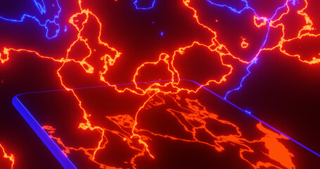 Render with a phone and red with blue lightning