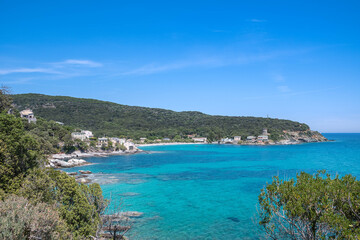 Naklejka na ściany i meble view of the coast of the mediterranean sea in Corsica