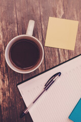 coffee cup and notebook