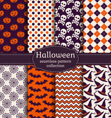 Halloween seamless patterns. Vector set.